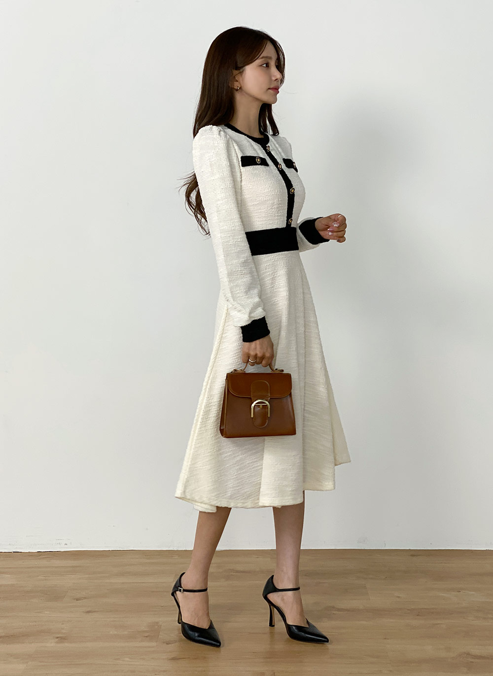 デザインボタンツイード配色ワンピース | 詳細画像4