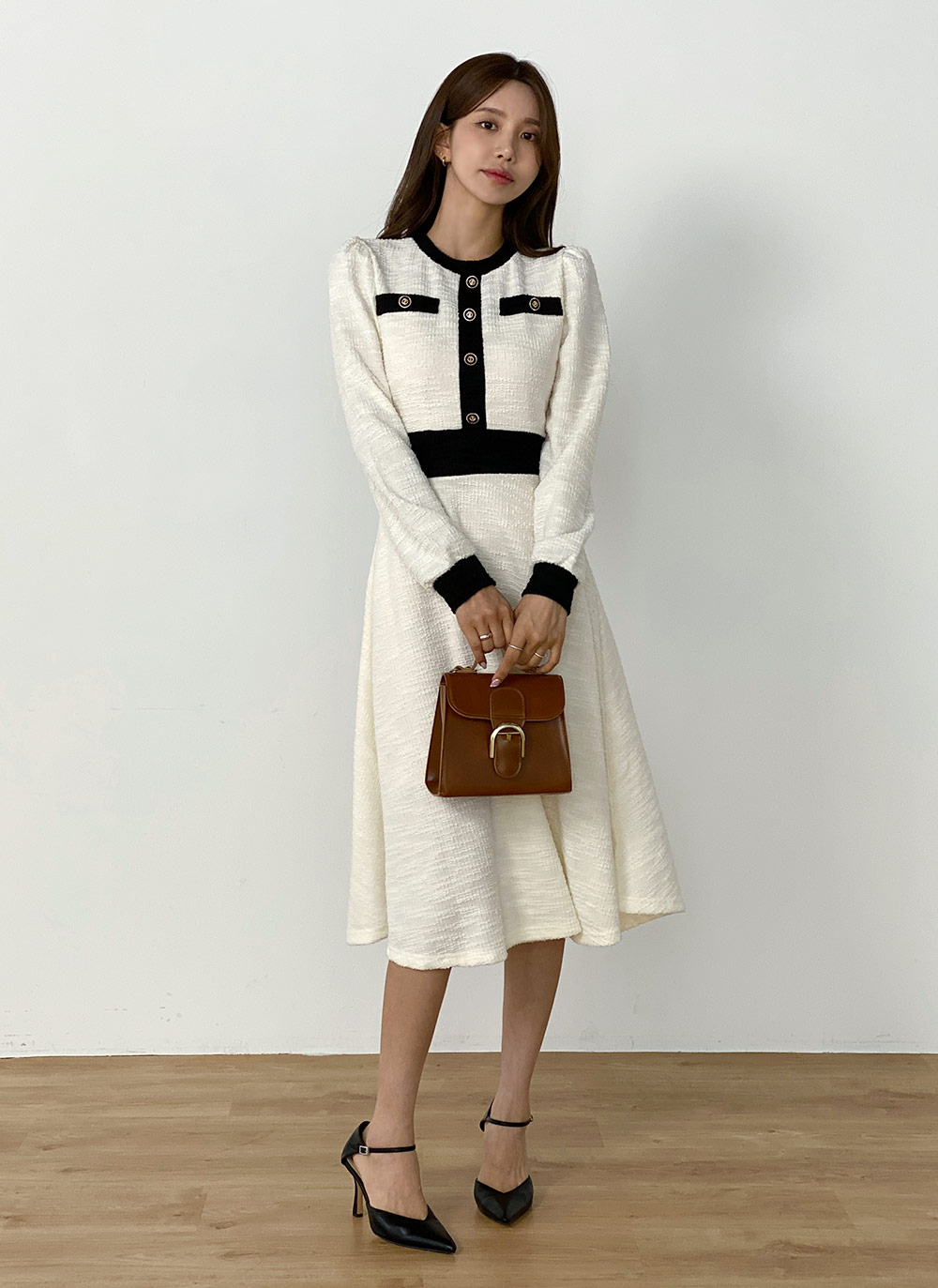 デザインボタンツイード配色ワンピース | 詳細画像6