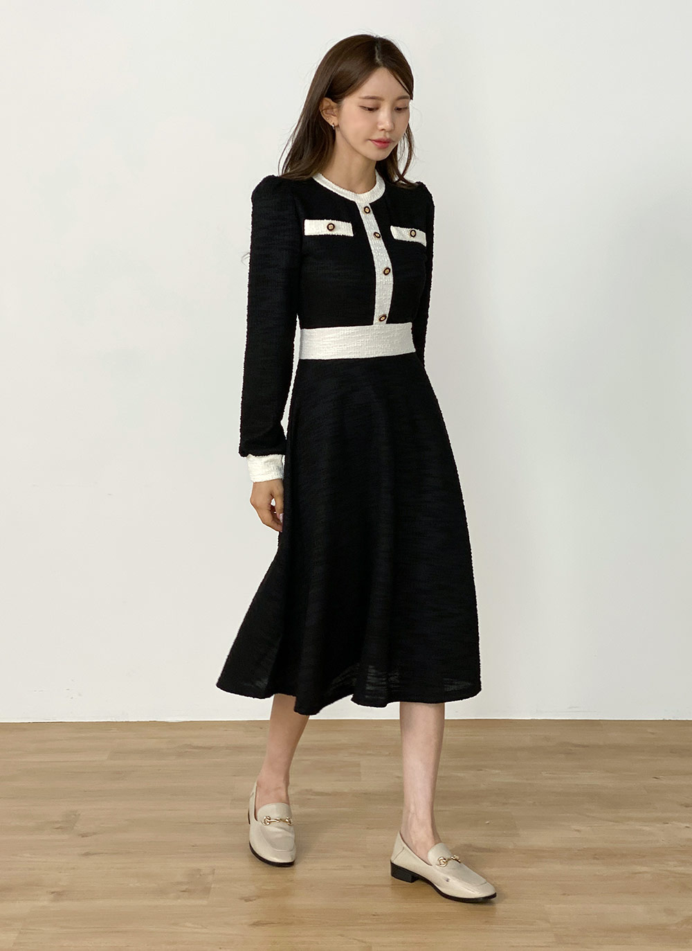 デザインボタンツイード配色ワンピース | 詳細画像10