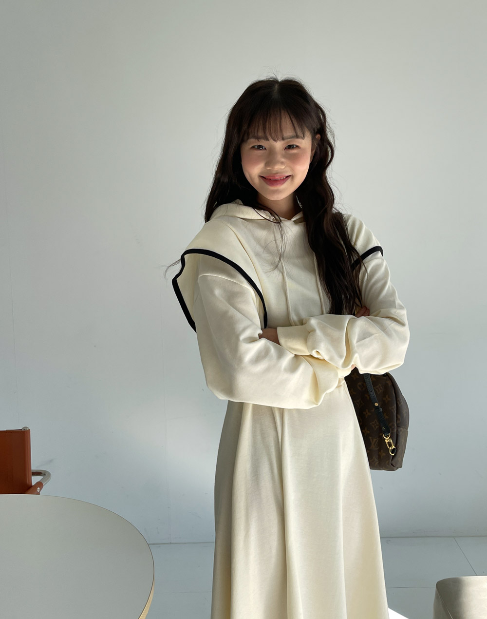 配色ショルダーフリルパーカー&AラインスカートSET | 詳細画像3