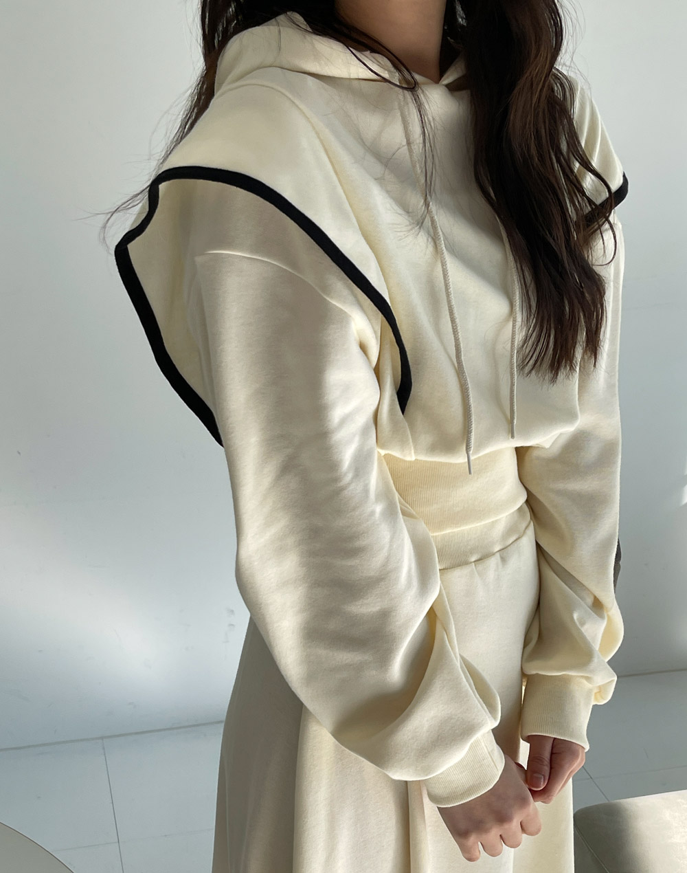 配色ショルダーフリルパーカー&AラインスカートSET | 詳細画像4