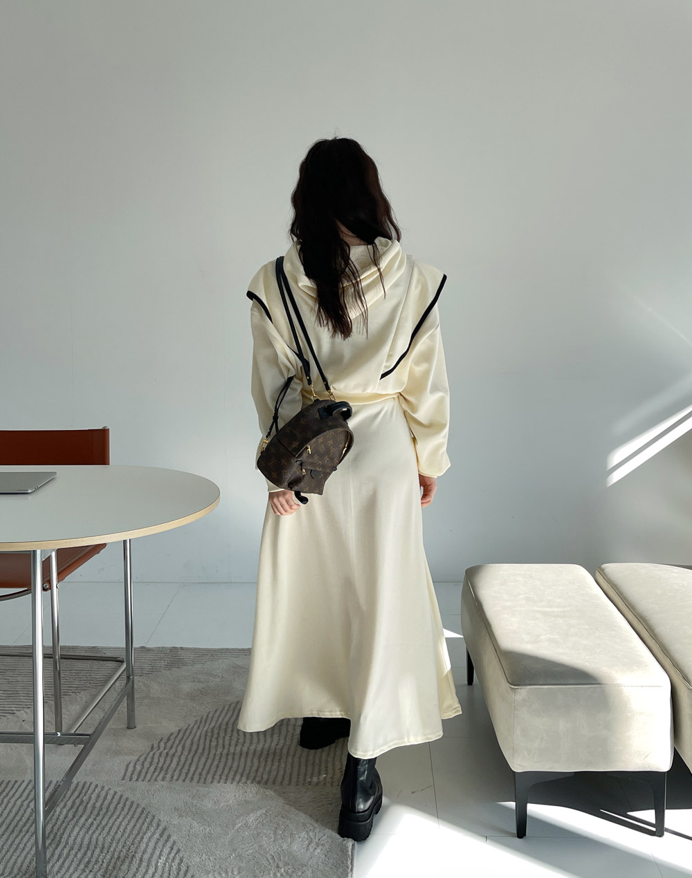 配色ショルダーフリルパーカー&AラインスカートSET | 詳細画像13