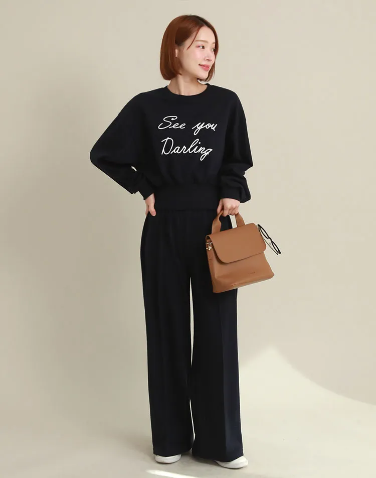 レタリングスウェット&センタープレスパンツSET | 詳細画像1