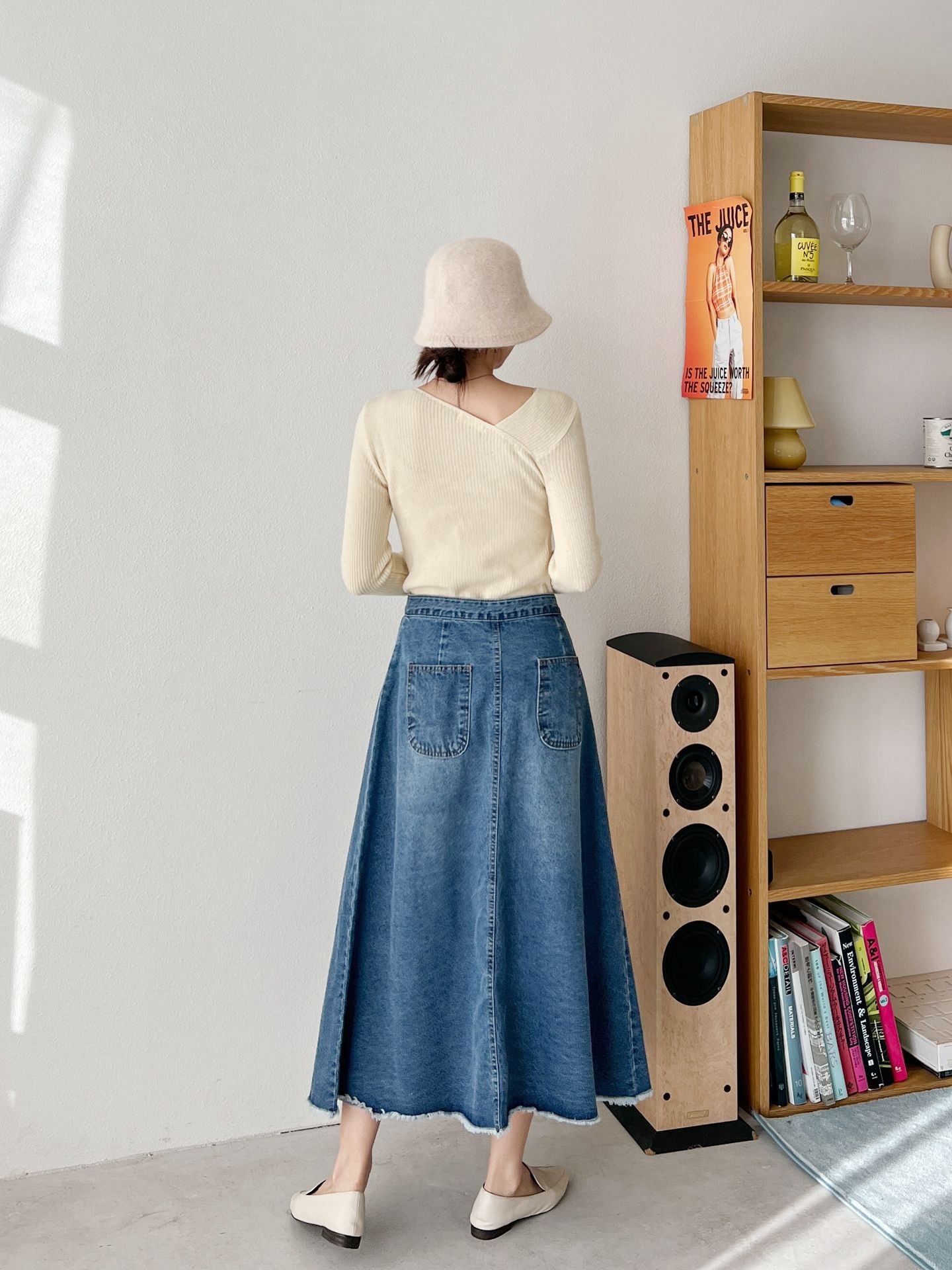 3ボタンラップタックデニムスカート | レディースファッション通販