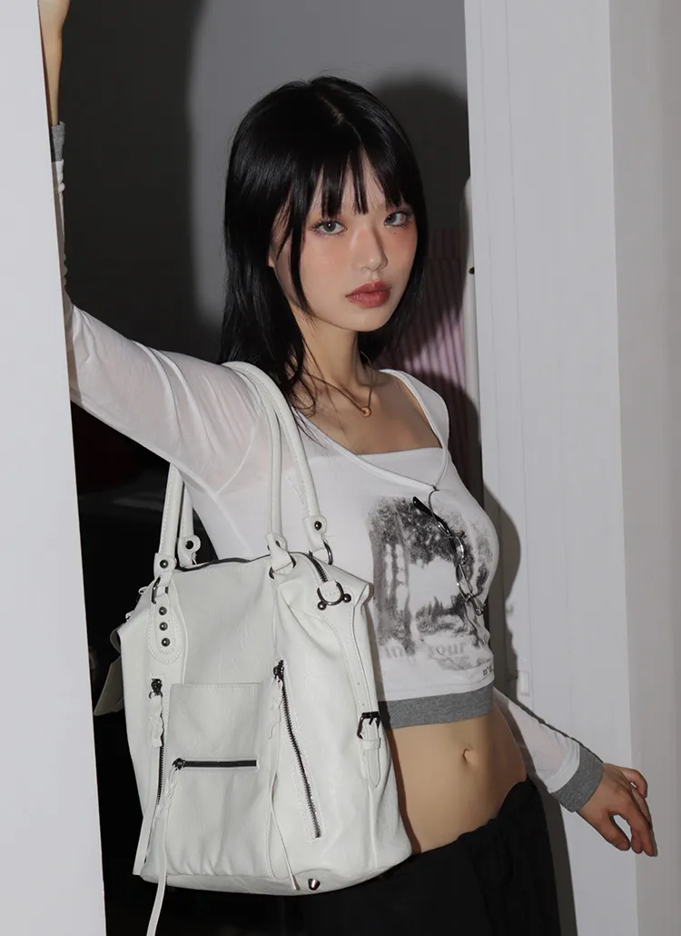 配色へムプリントシースルークロップドTシャツ | WONDERWONDER | 詳細画像1