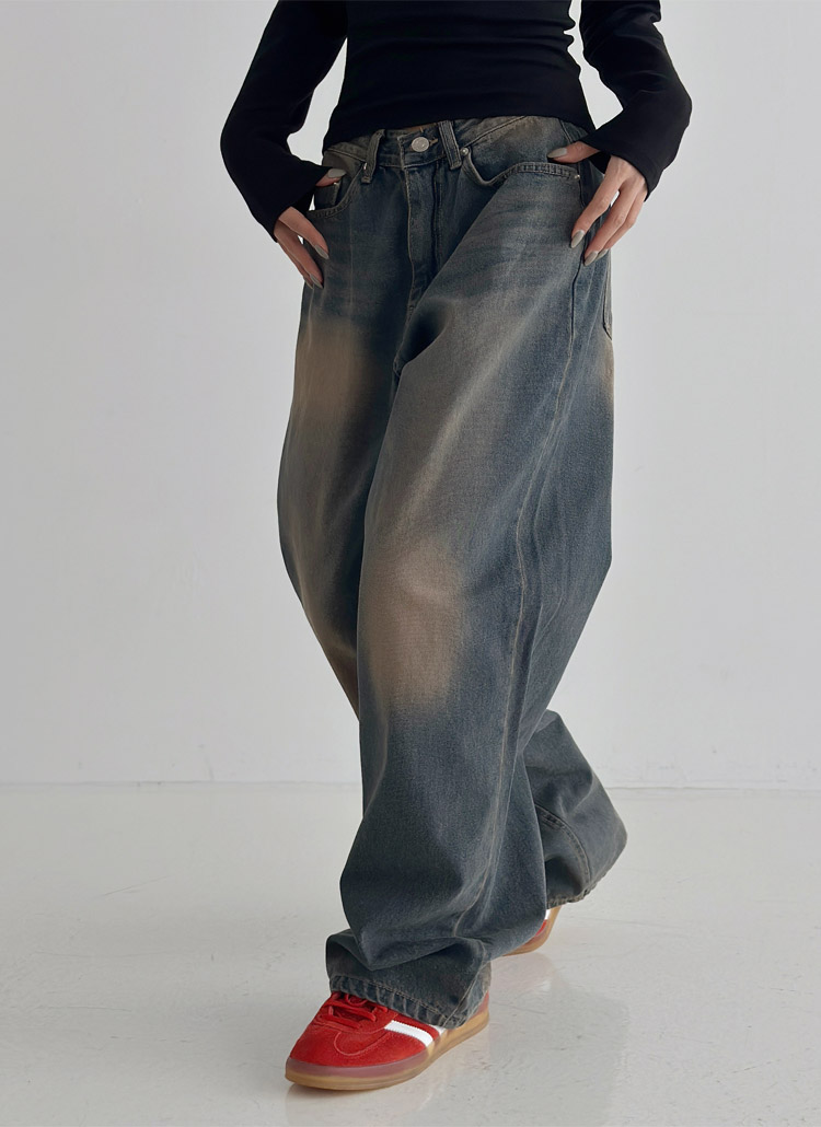 ウォッシュポイントワイドデニムパンツ・p683113