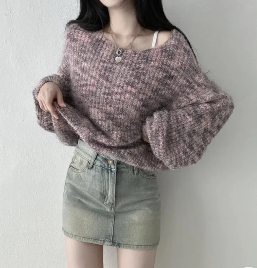 メランジVネックソフトタッチニット | 詳細画像1