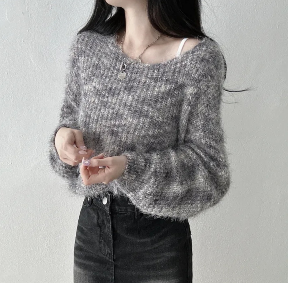 メランジVネックソフトタッチニット | 詳細画像3