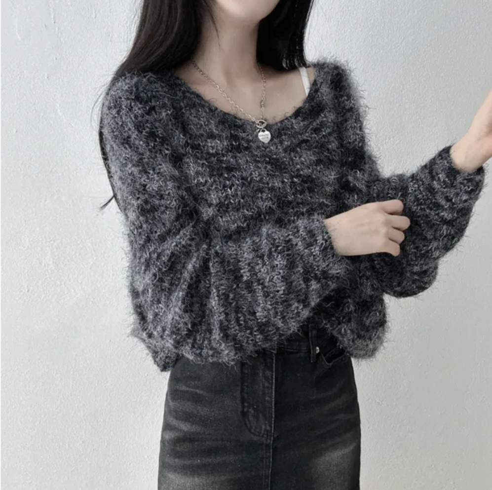 メランジVネックソフトタッチニット | 詳細画像4