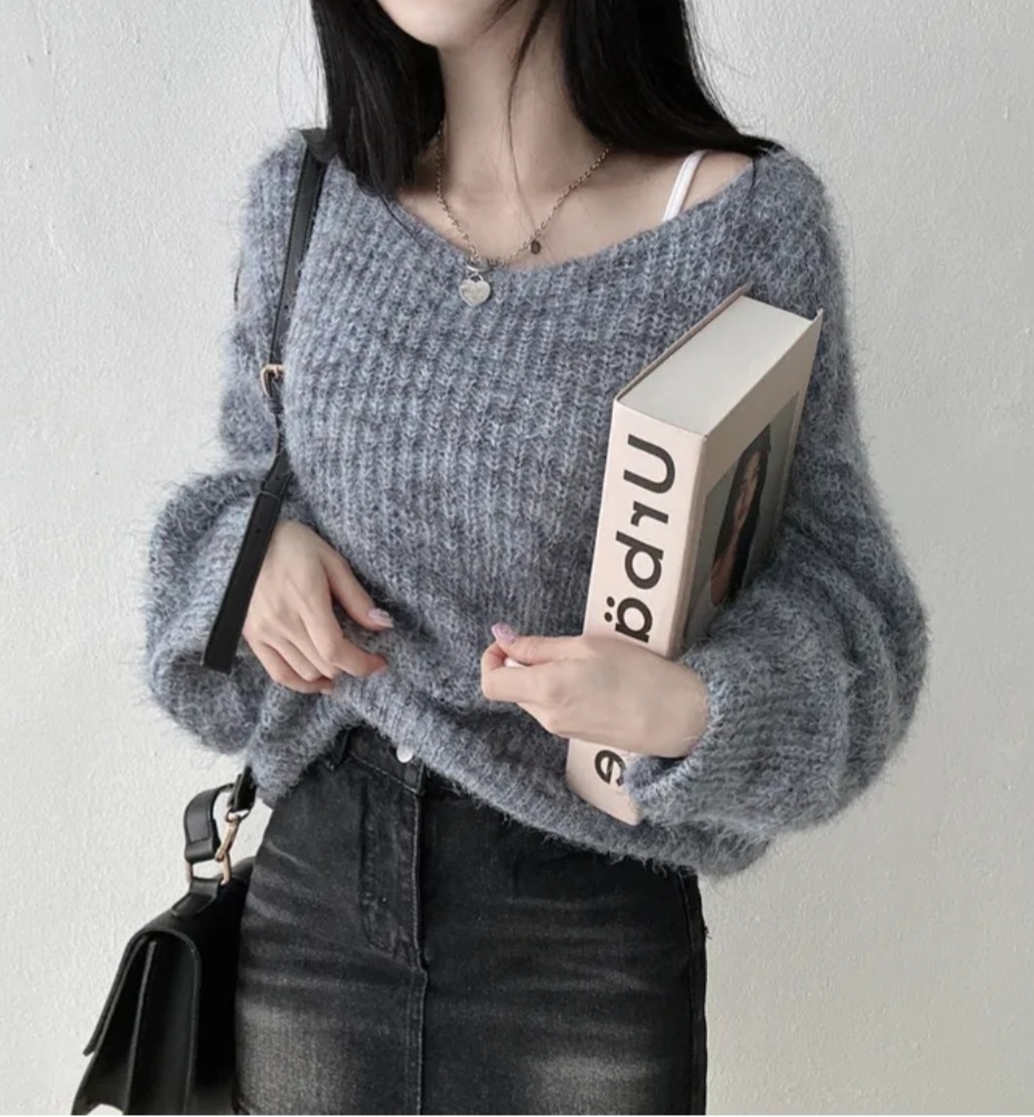 メランジVネックソフトタッチニット | 詳細画像5