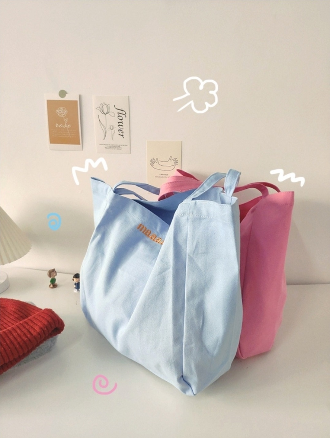 刺繍ロゴパステルトートバッグ | 詳細画像5