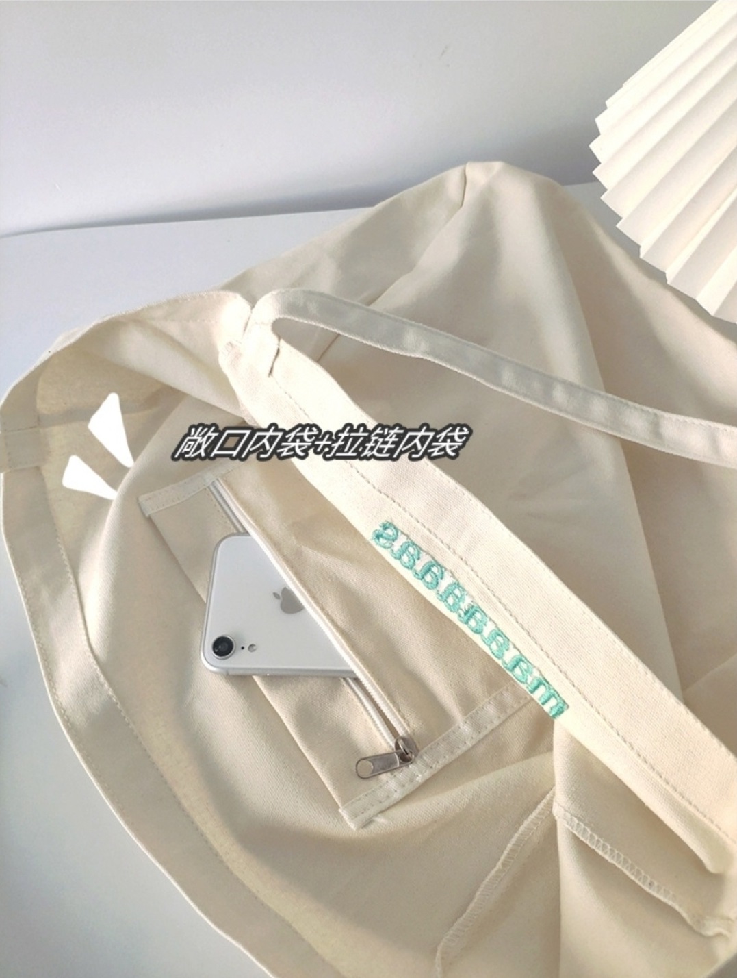 刺繍ロゴパステルトートバッグ | 詳細画像8