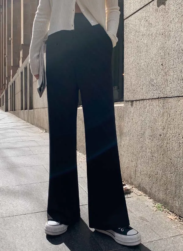 2TYPEブラックワイドフレアパンツ | crushj | 詳細画像1