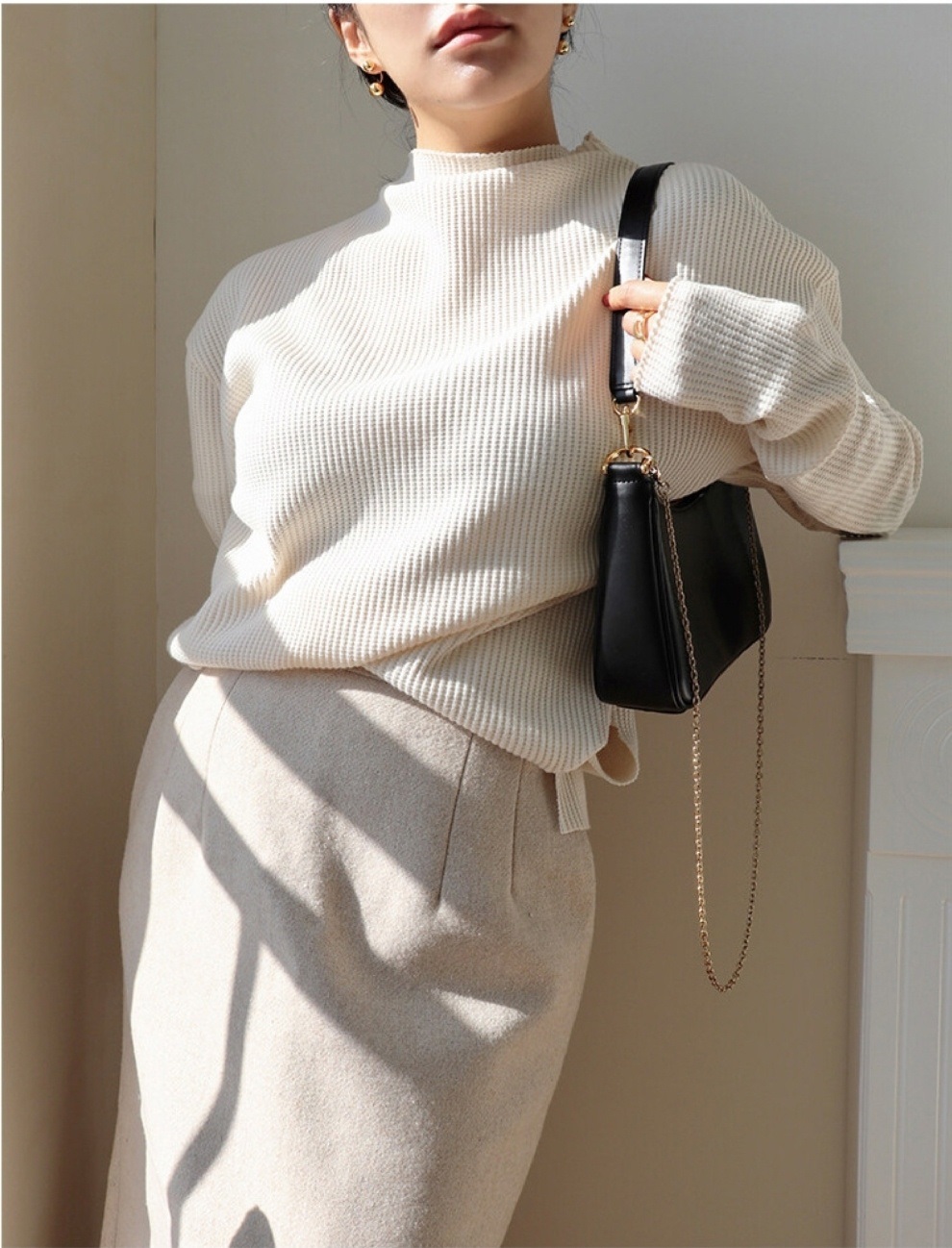 チェーン付カーブ台形トートバッグ | 詳細画像3