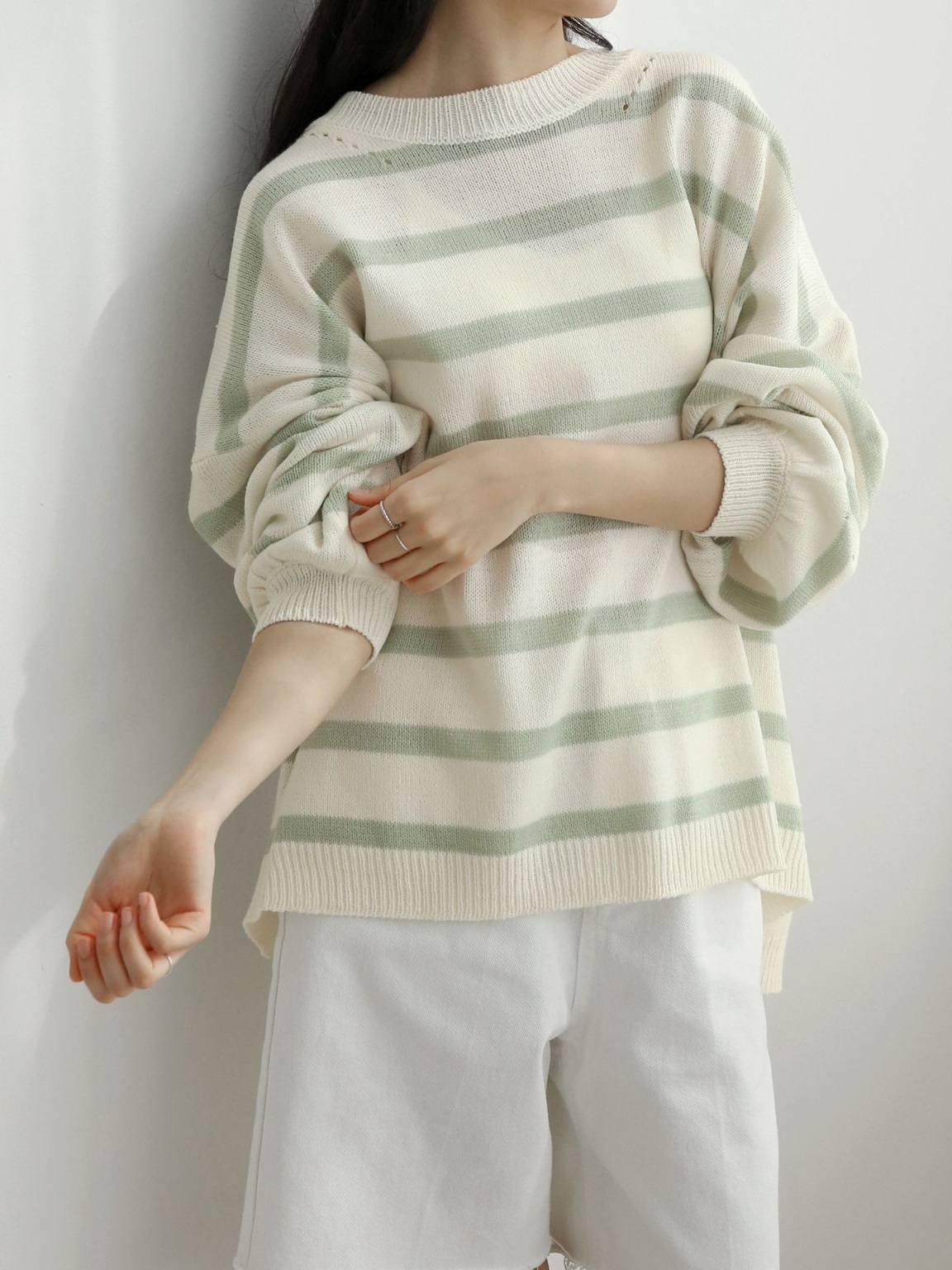 パンチングアンバランスボーダーニット | 詳細画像3