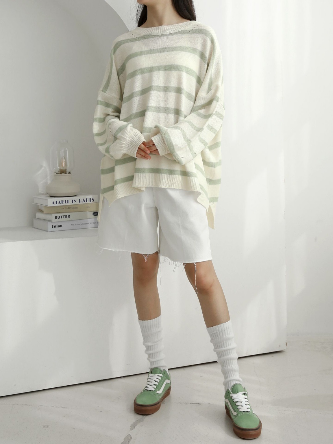 パンチングアンバランスボーダーニット | 詳細画像7