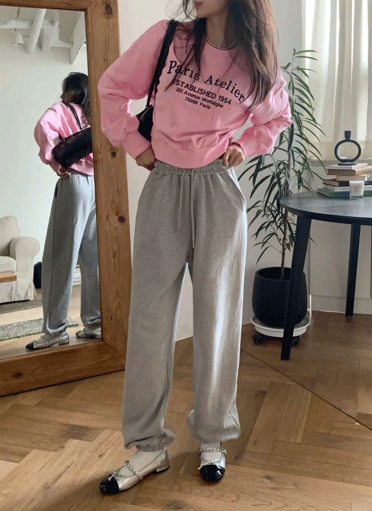 ミニリボン刺繍スウェットジョガーパンツ | レディースファッション