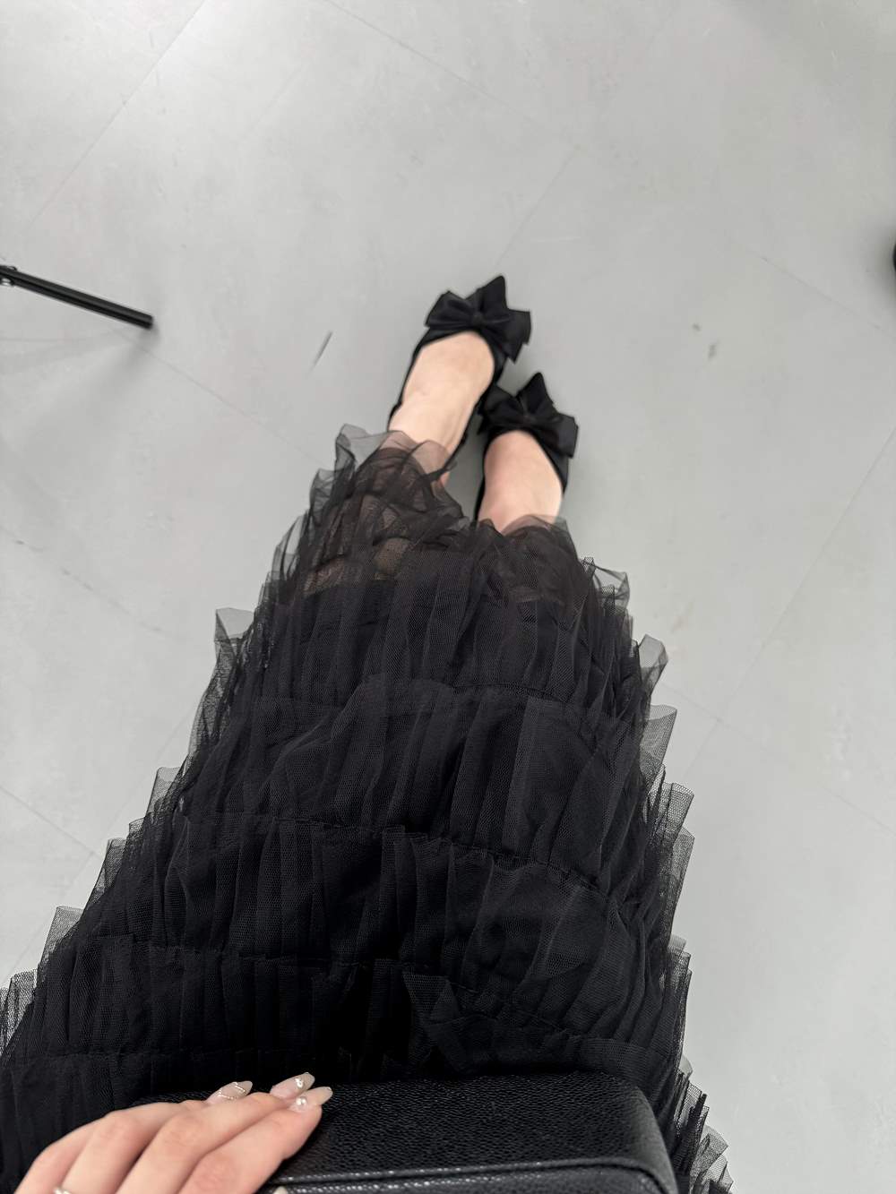 ⭐️クリーニング済極美品エスプリミュール黒のフリル付きロング