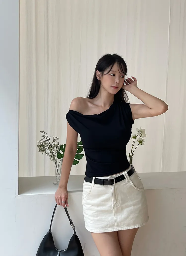 ドレープワンショルダーフレンチTシャツ | yefit | 詳細画像1