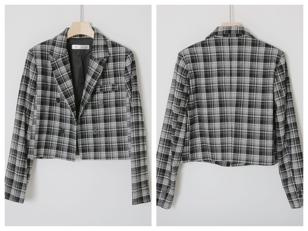 チェッククロップドダブルジャケット | レディースファッション通販