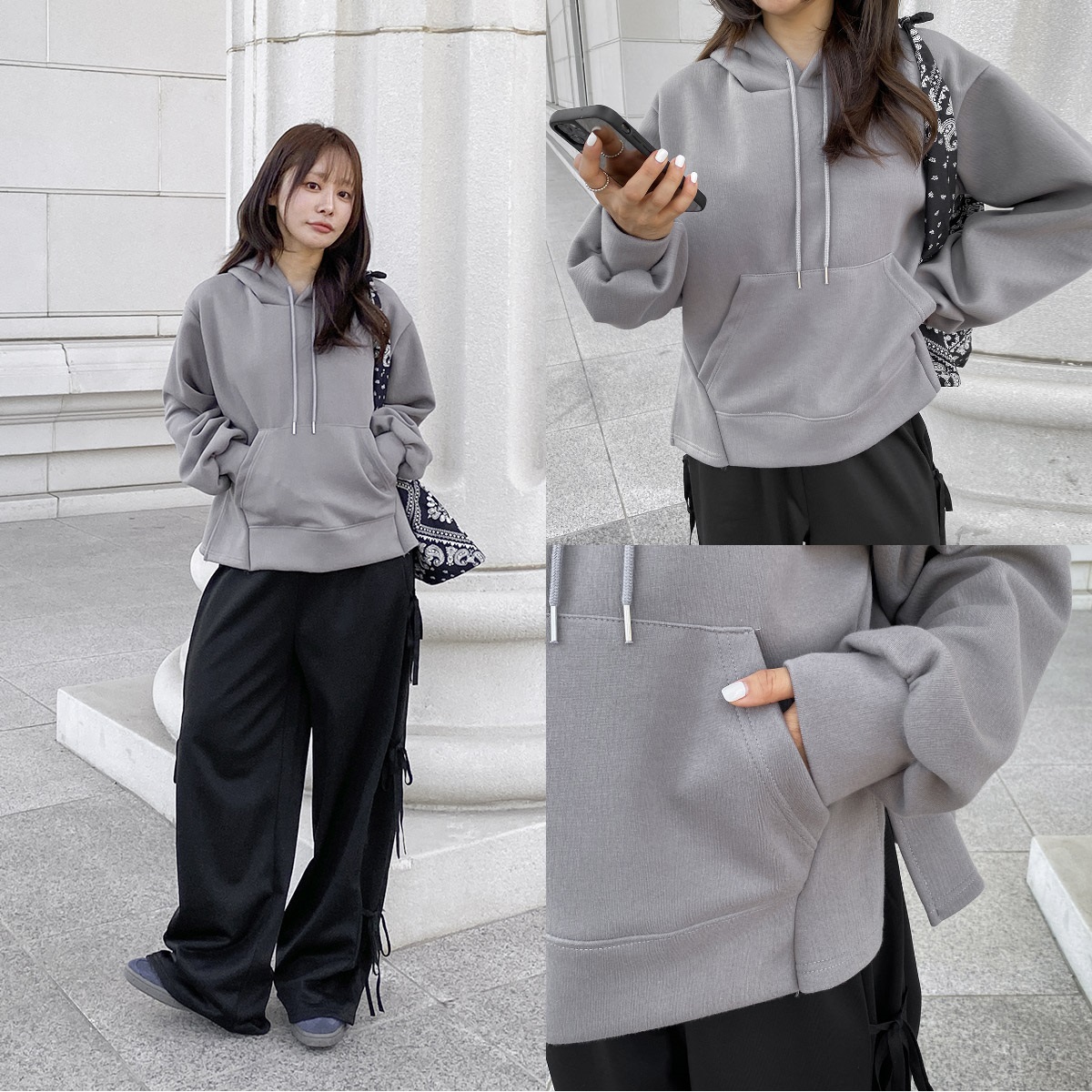 サイドスリットマフポケットパーカー | レディースファッション通販