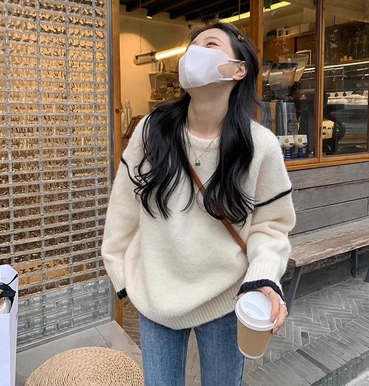パイピング配色ソフトルーズニット | 詳細画像9