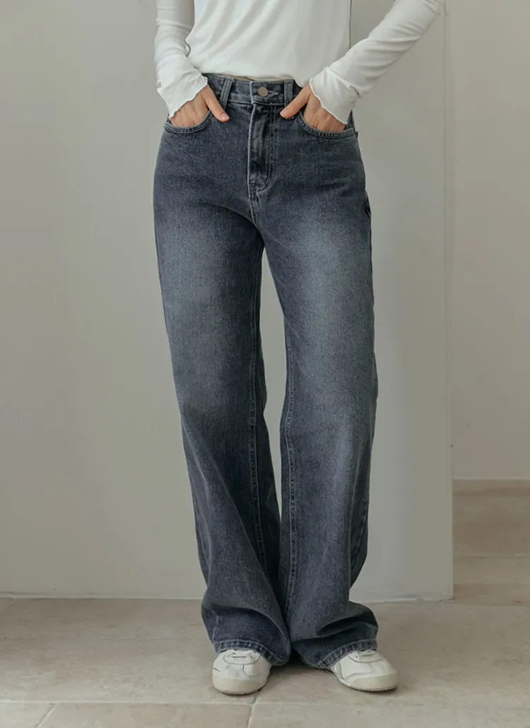 グレーウォッシュデニムパンツ | レディースファッション通販 - DHOLIC 