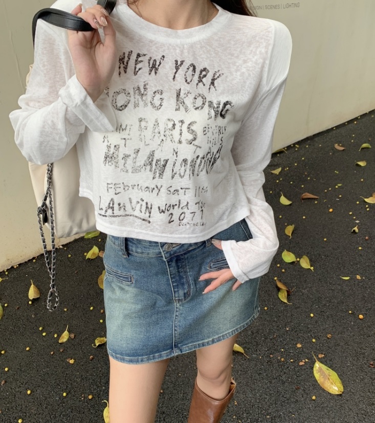 NEW YORKレタリングクロップドTシャツ | 詳細画像3
