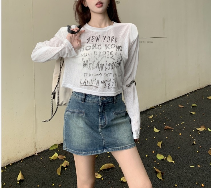 NEW YORKレタリングクロップドTシャツ | 詳細画像4