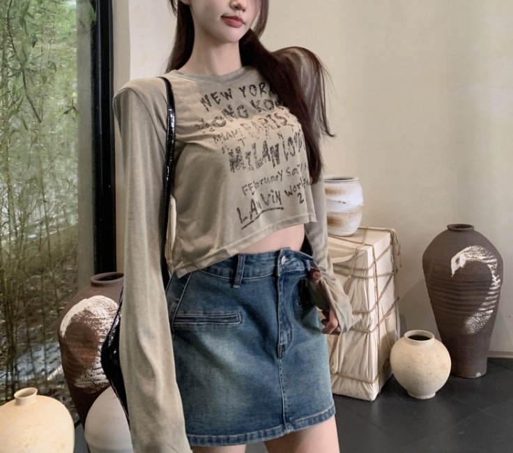 NEW YORKレタリングクロップドTシャツ | 詳細画像9