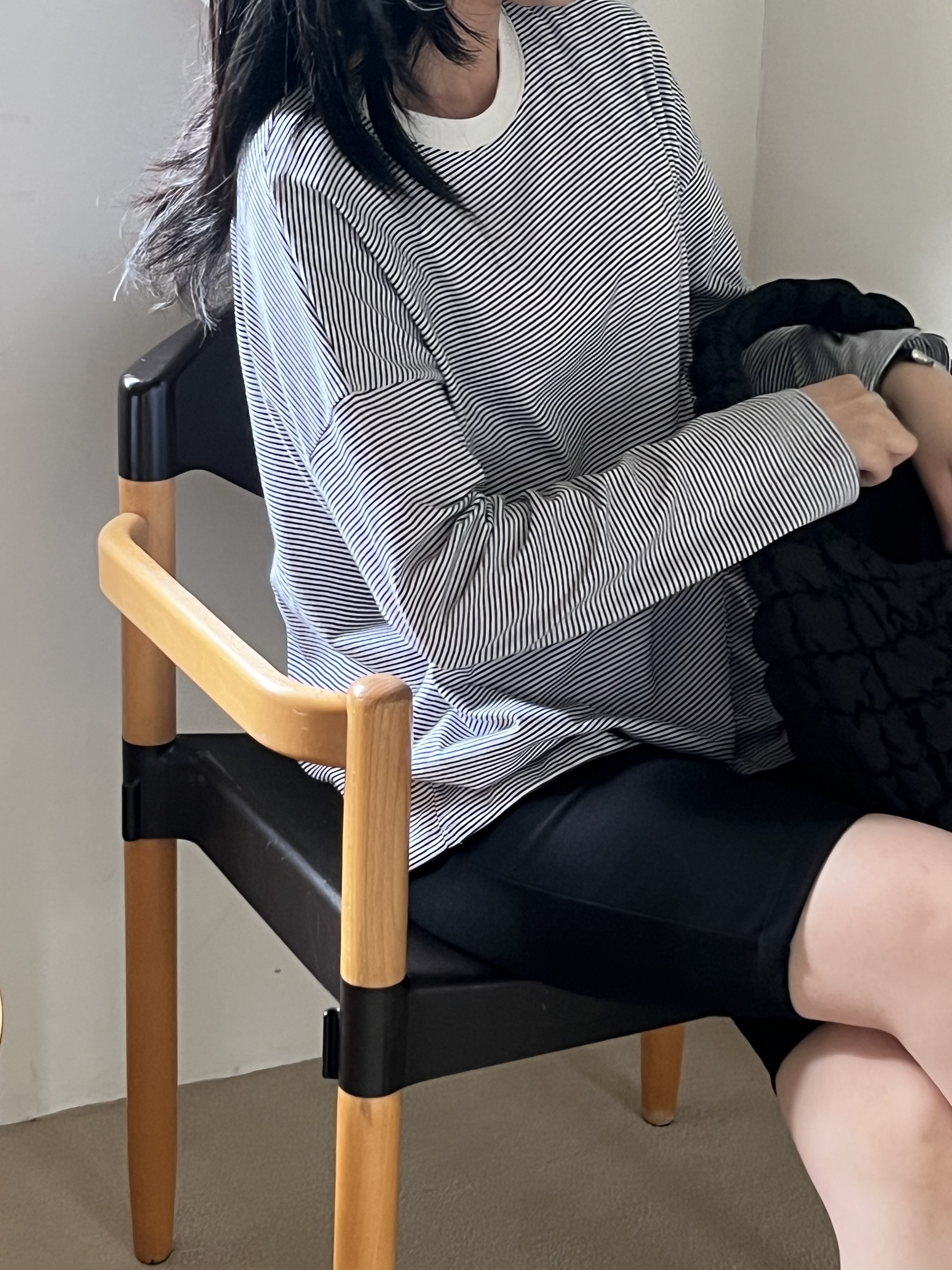 配色ラウンドネックボーダールーズTシャツ | 詳細画像5