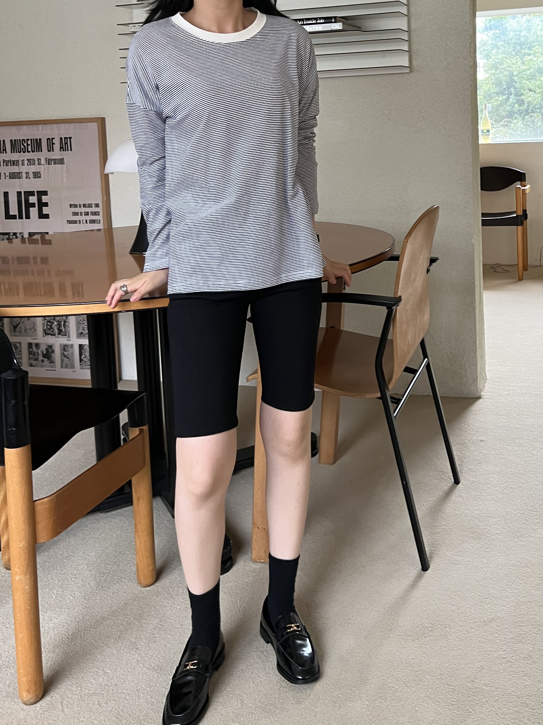 配色ラウンドネックボーダールーズTシャツ | 詳細画像6