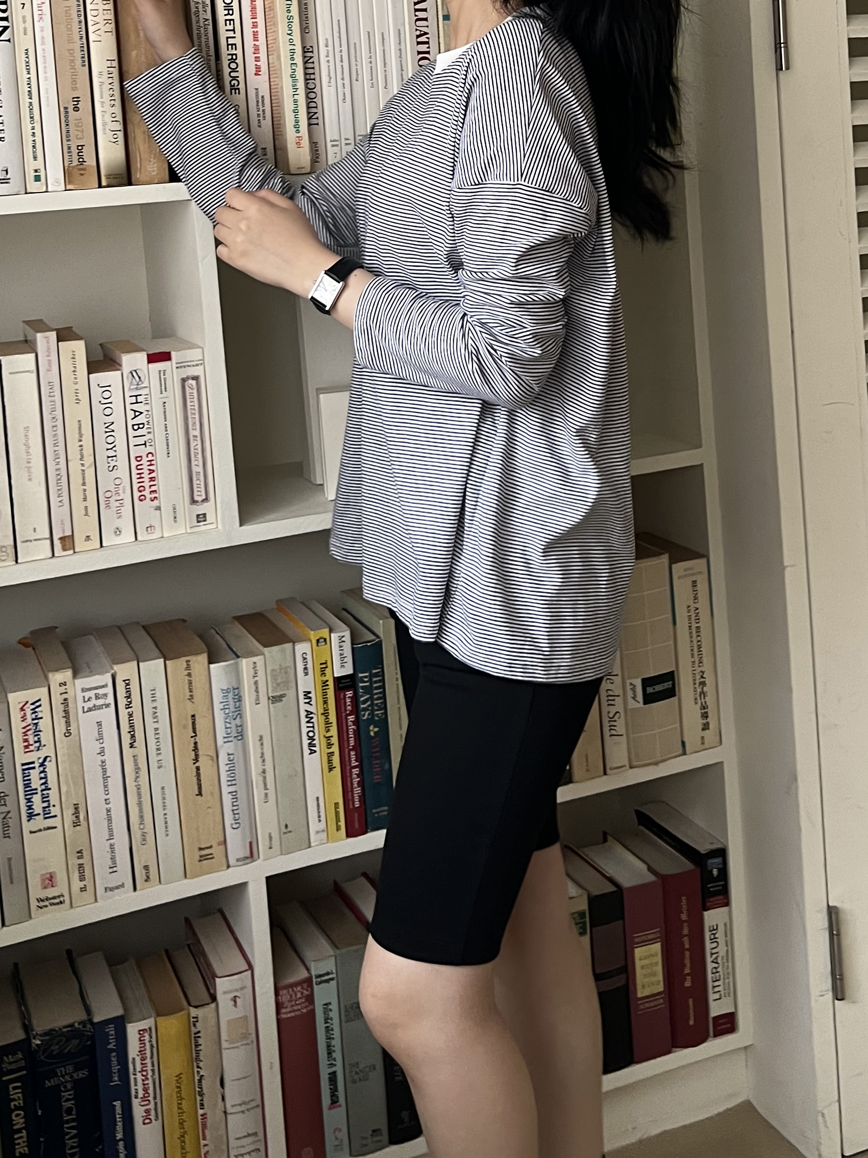 配色ラウンドネックボーダールーズTシャツ | 詳細画像9