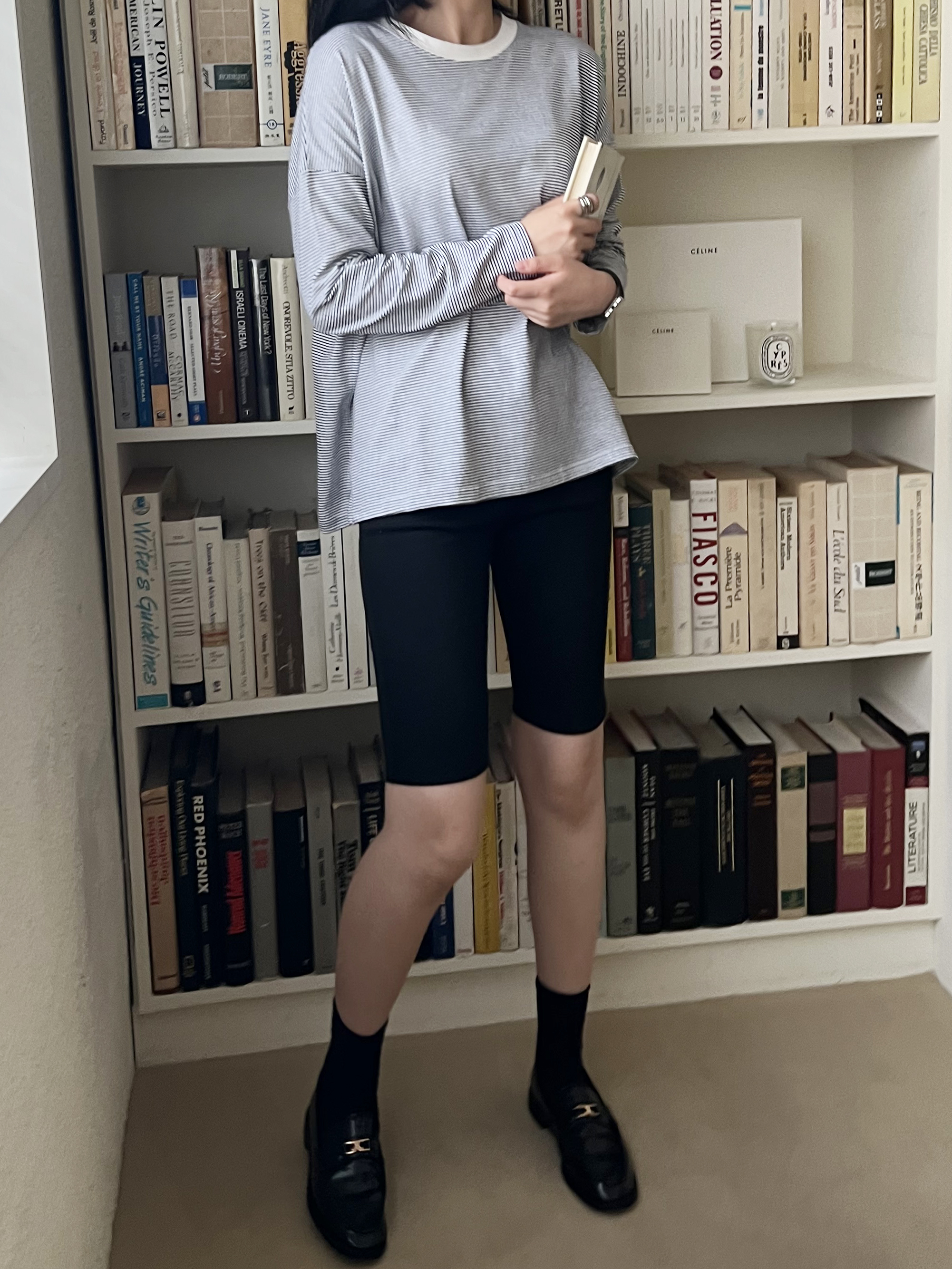 配色ラウンドネックボーダールーズTシャツ | 詳細画像10