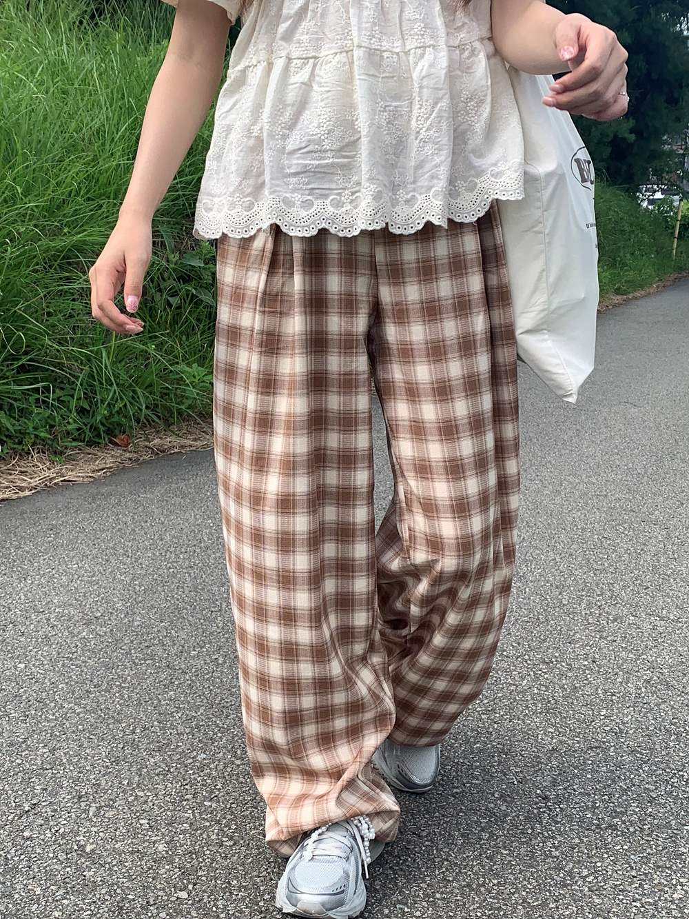 ドロストウエスト配色チェックワイドパンツ | 詳細画像6