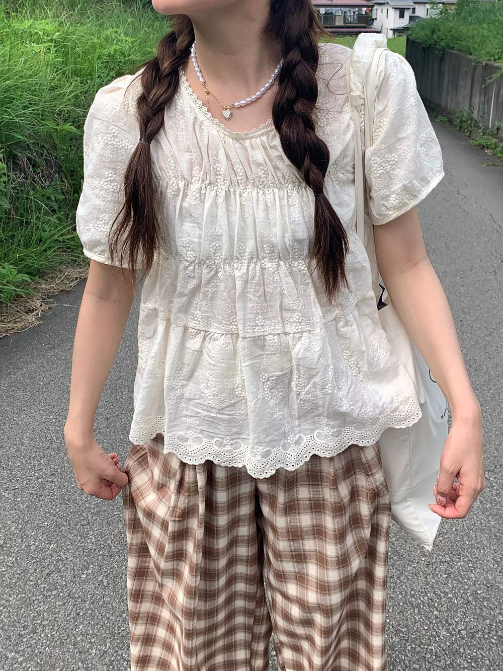 ドロストウエスト配色チェックワイドパンツ | 詳細画像7