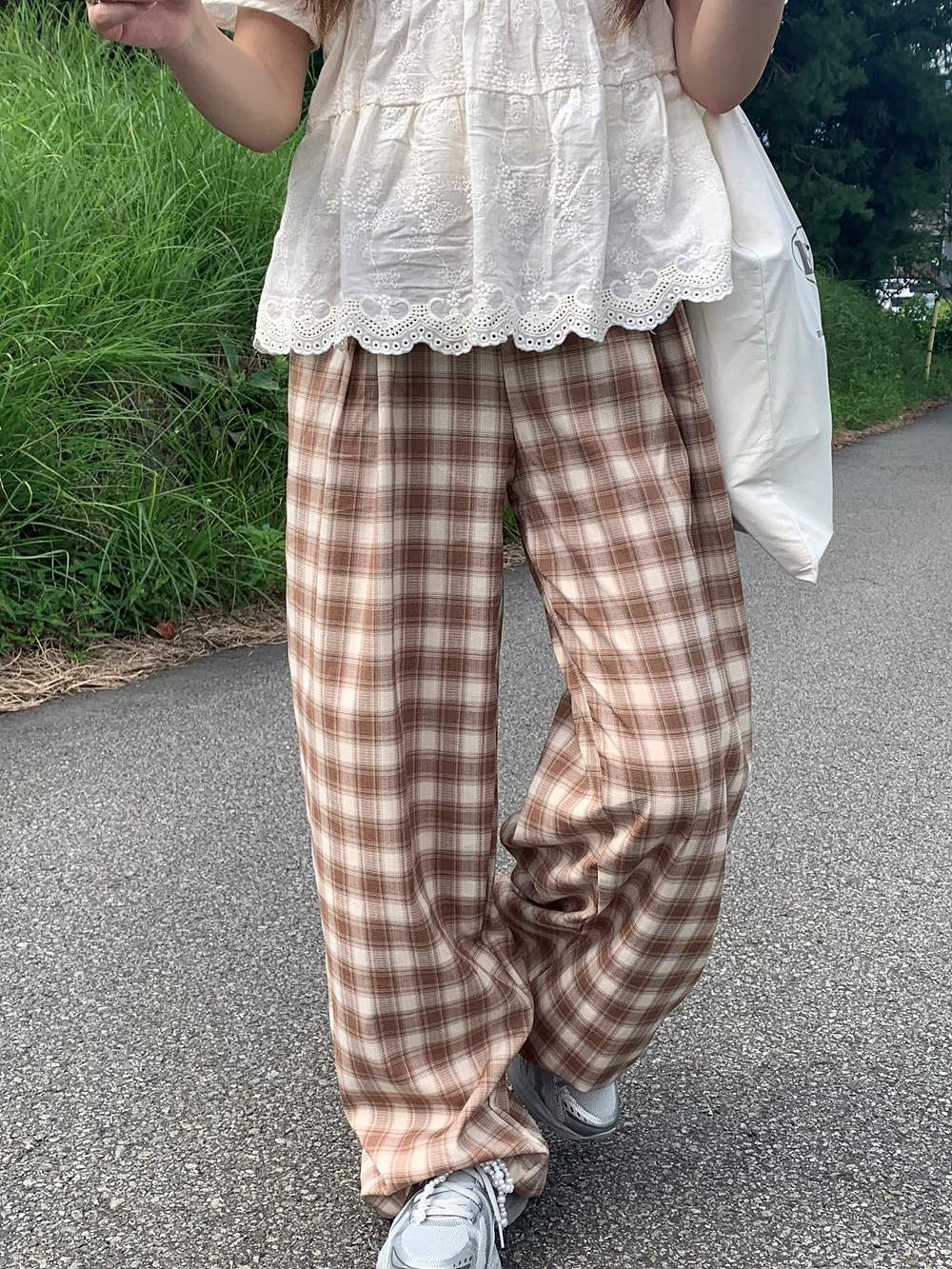 ドロストウエスト配色チェックワイドパンツ | 詳細画像8