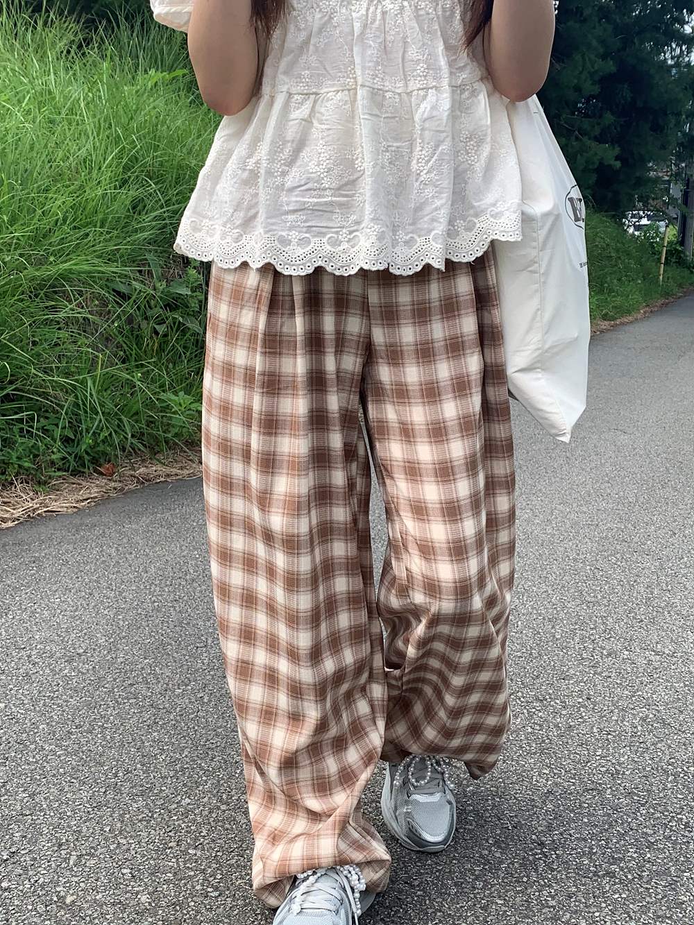 ドロストウエスト配色チェックワイドパンツ | 詳細画像9