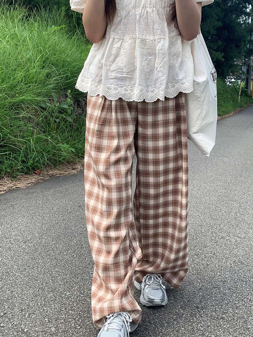 ドロストウエスト配色チェックワイドパンツ | 詳細画像10