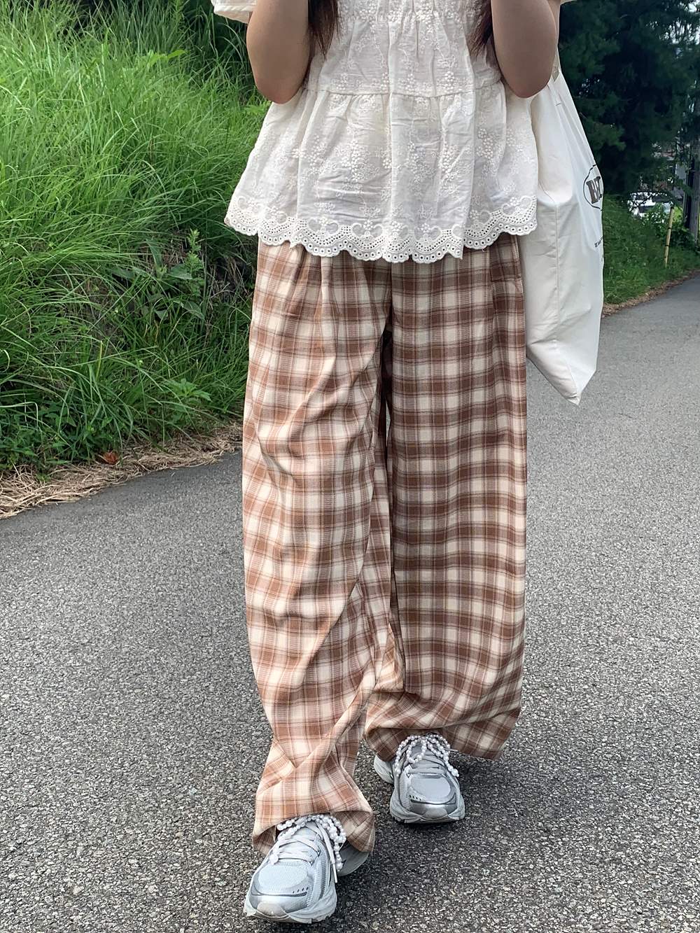 ドロストウエスト配色チェックワイドパンツ | 詳細画像11