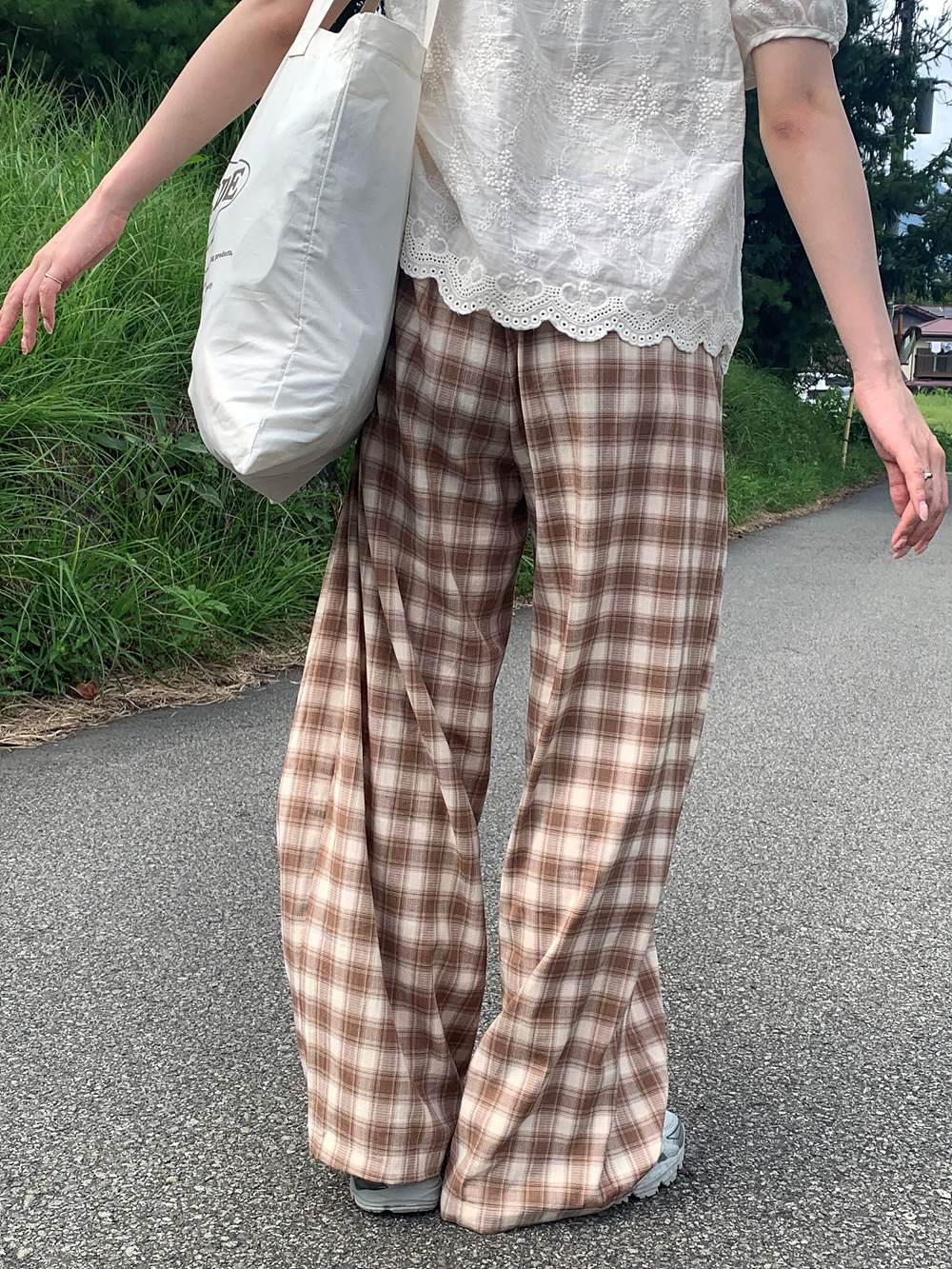 ドロストウエスト配色チェックワイドパンツ | 詳細画像12