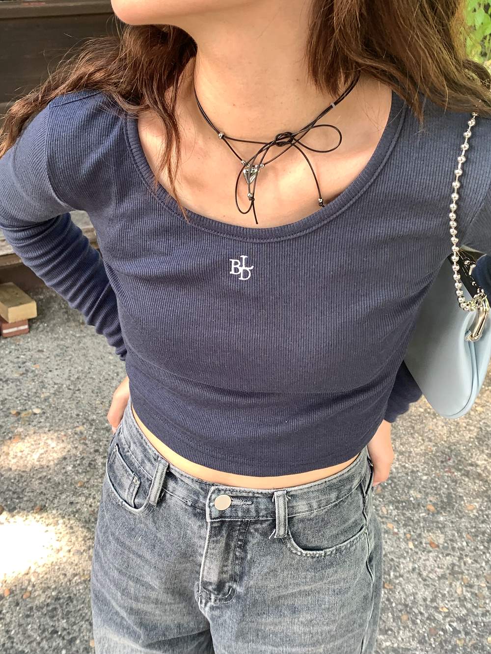 ロゴ刺繍クロップド長袖Tシャツ | 詳細画像13
