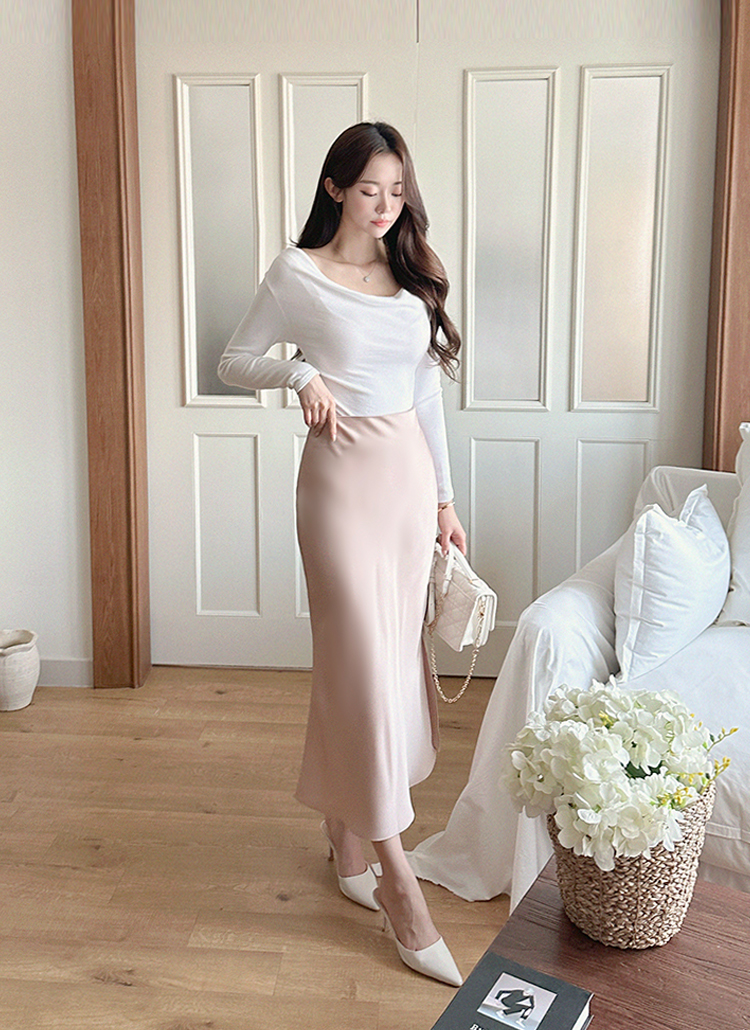 サテンサイドスリットマーメイドスカート | レディース