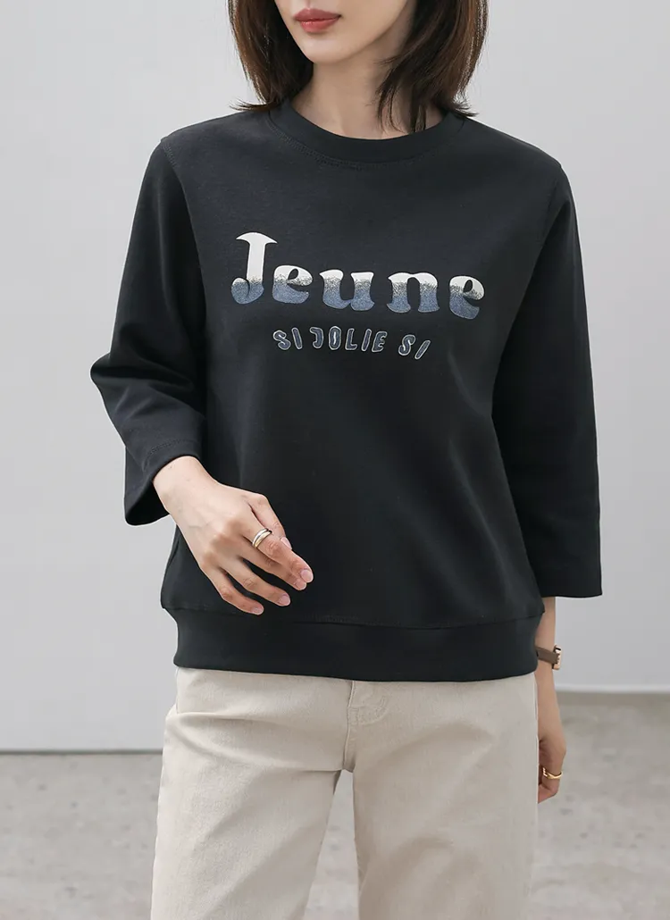 ツートーンレタリング8分袖Tシャツ | MONO AT.D | 詳細画像1