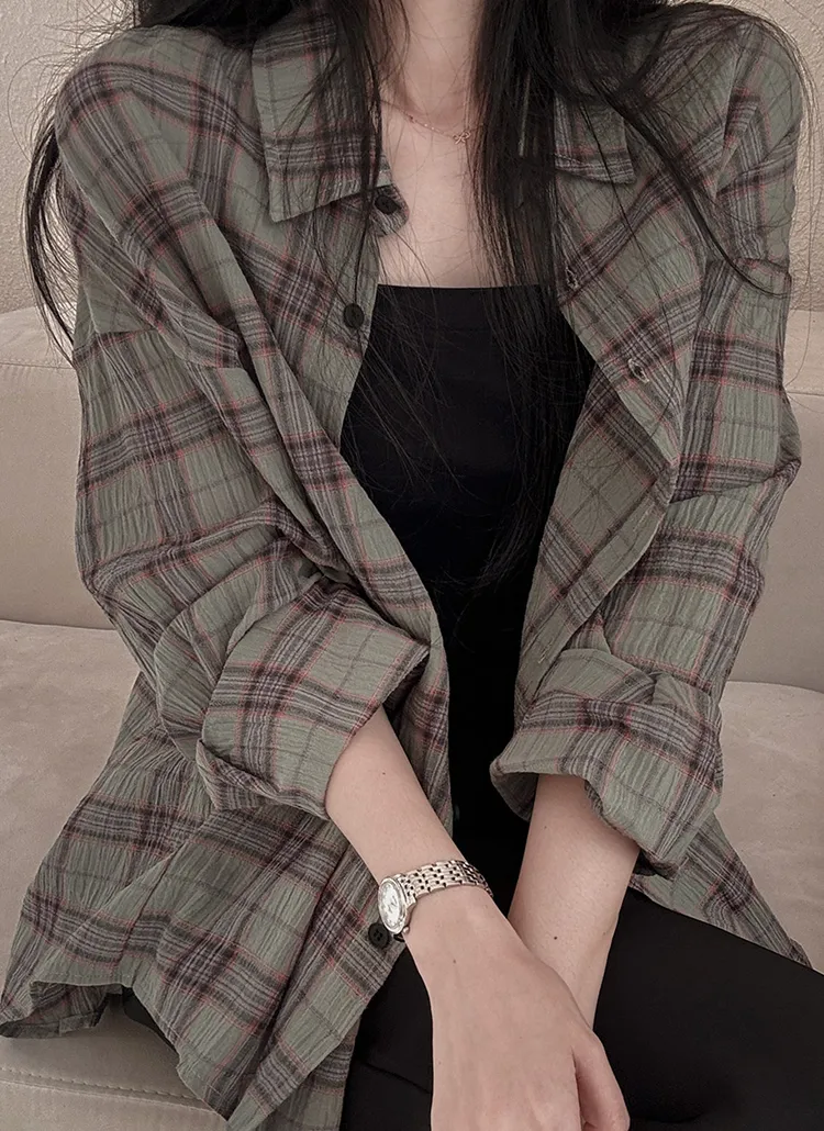 リンクルビンテージチェックルーズシャツ | ROMANTICLINE | 詳細画像1