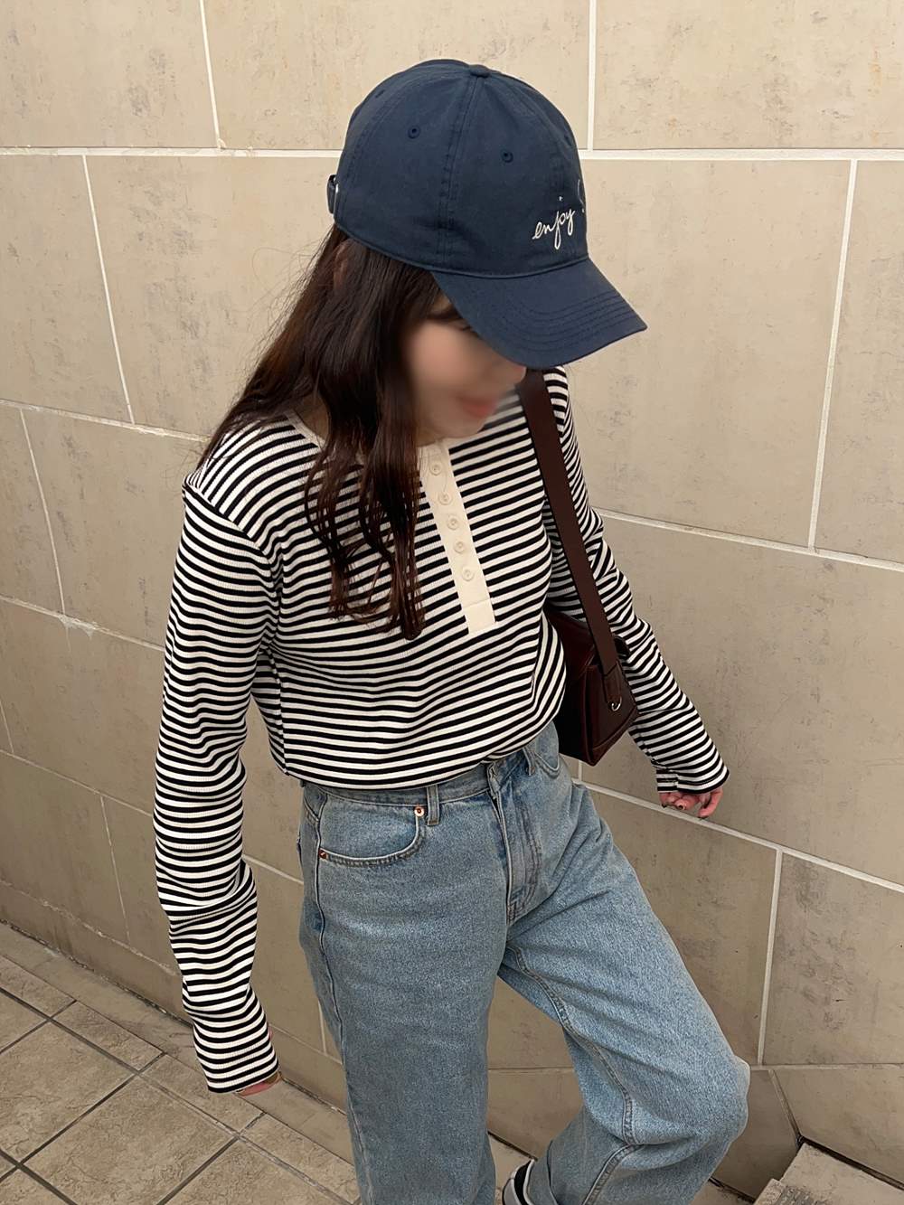 ヘンリーネックボーダーリブロングTシャツ | 詳細画像2