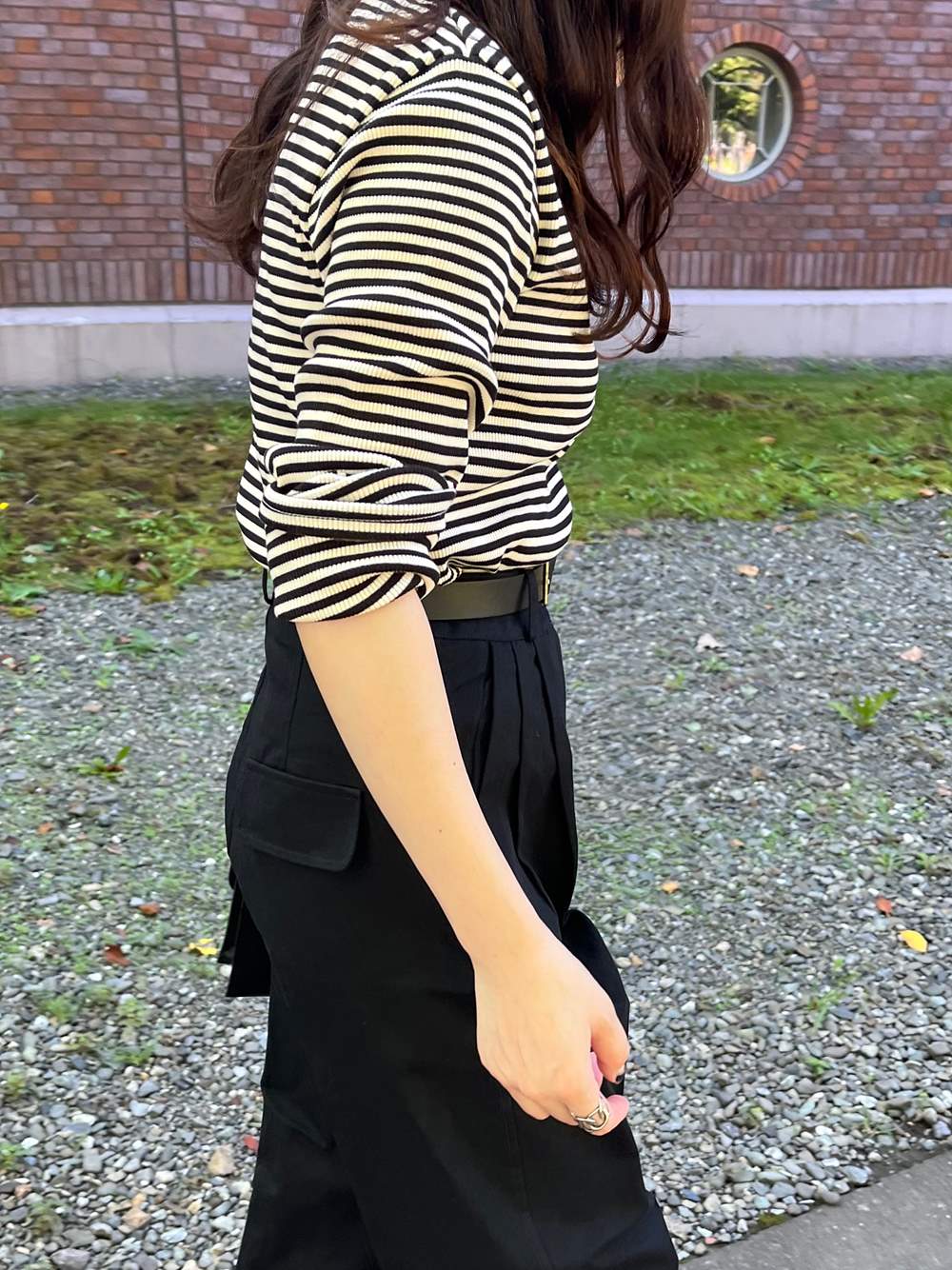 ヘンリーネックボーダーリブロングTシャツ | 詳細画像10