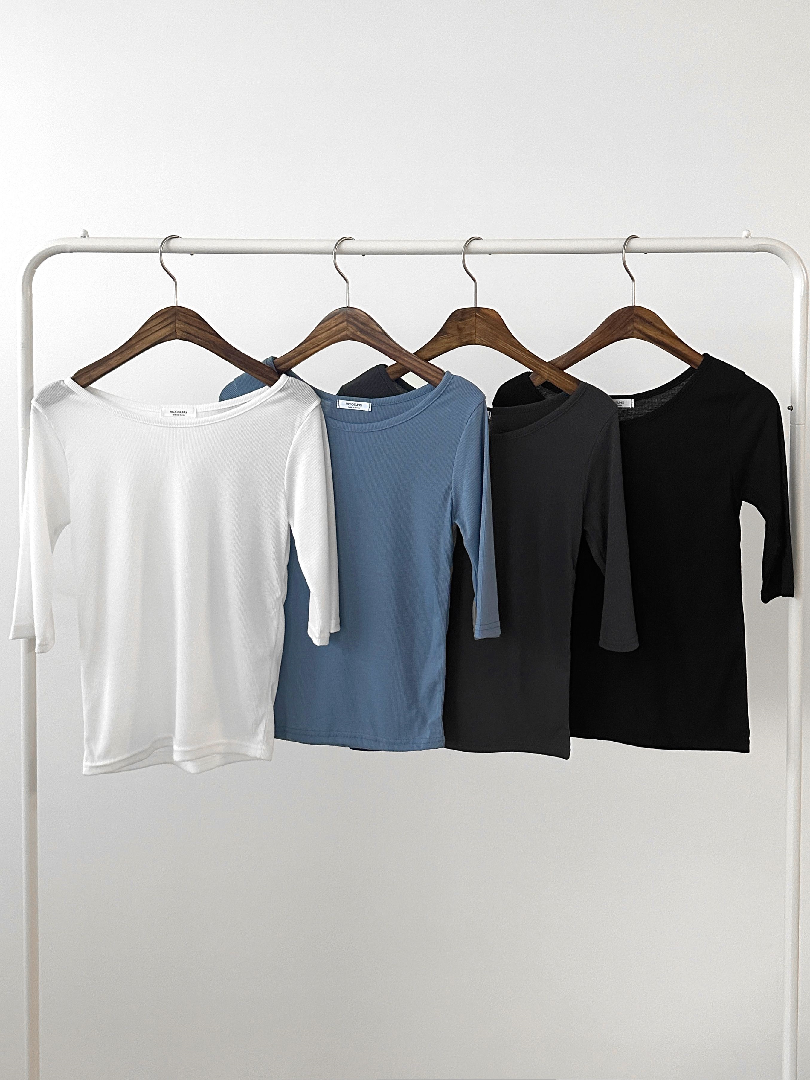 ラウンドネック5分袖リブTシャツ | 詳細画像2