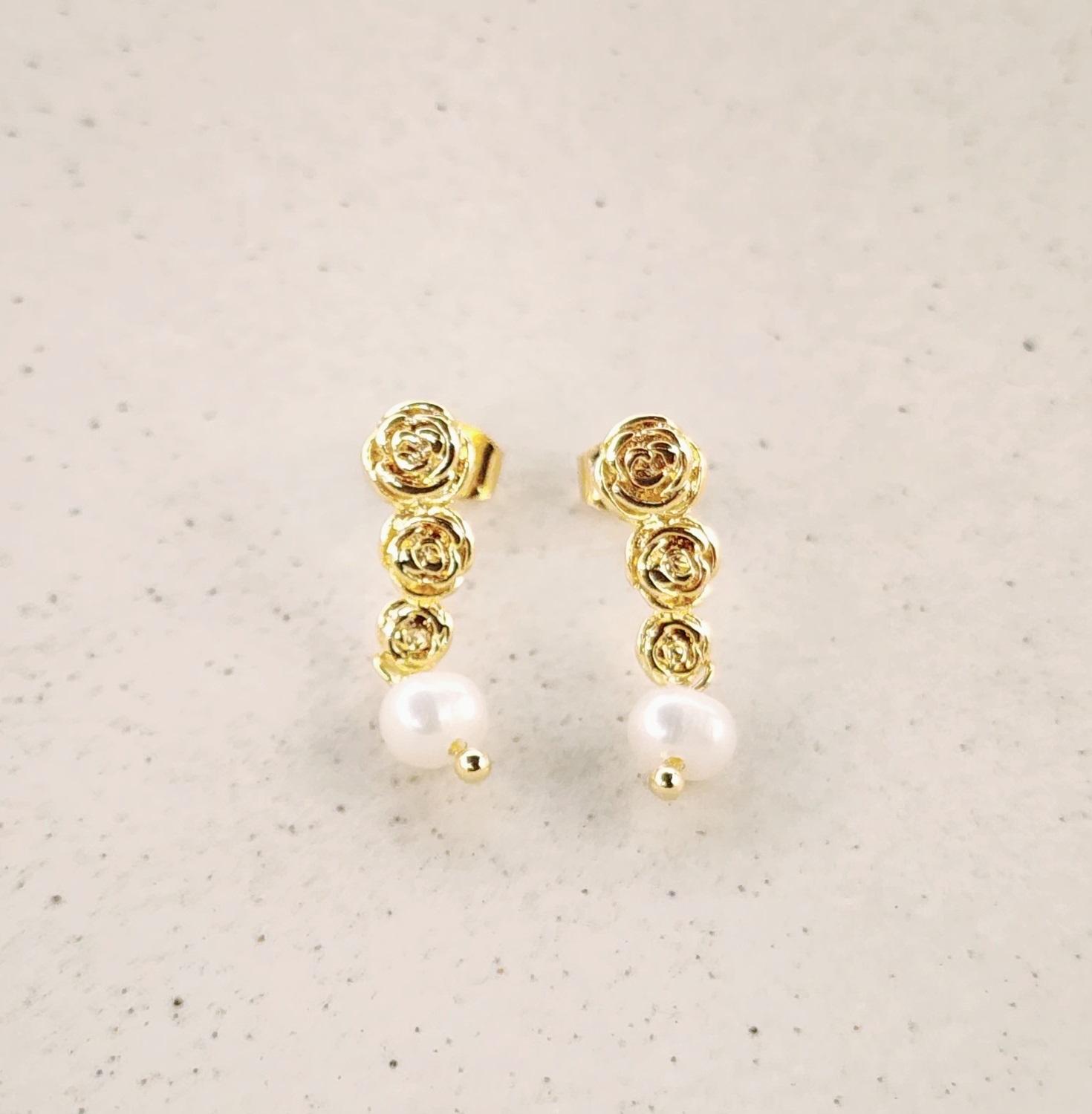 マルチローズパールロングドロップピアス | レディースファッション 