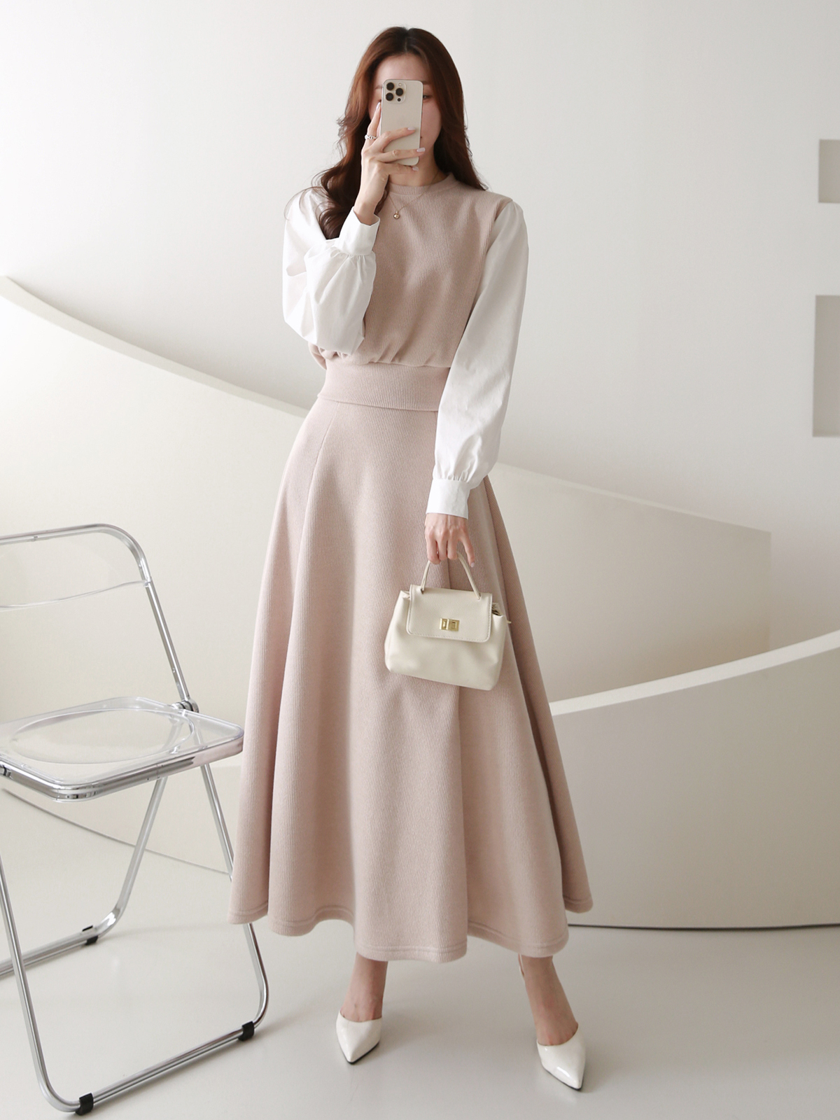 ドッキングパフリブスウェット&フレアスカートSET | 詳細画像8